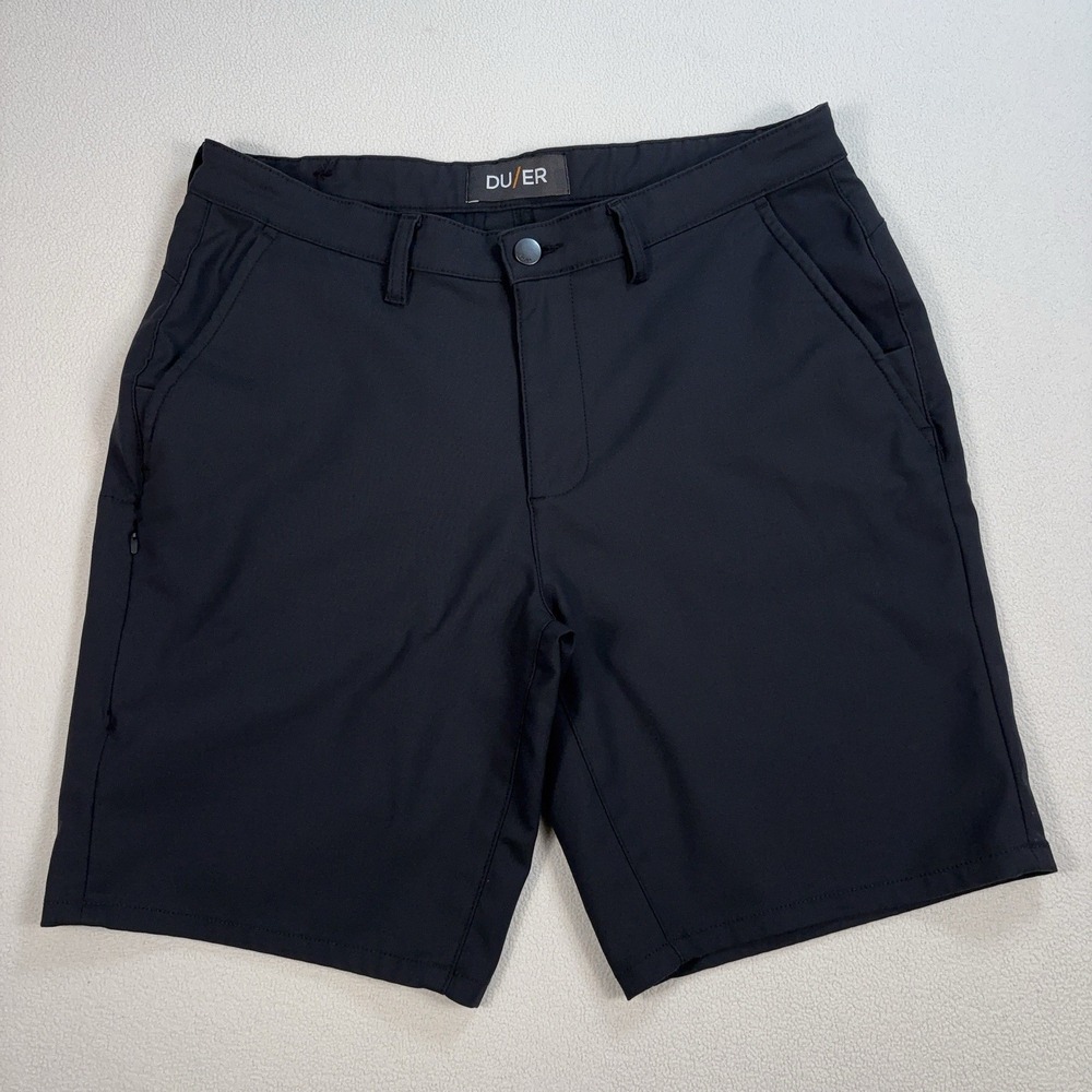 DU/ER NuStretch Shorts Men's 33 (fits 34x8.5) Dark Navy‎ Black Stretch Pockets